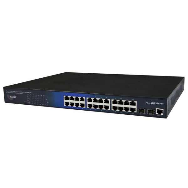 ALLNET ALL-SG8926PM Управляемый L2+ Gigabit Ethernet (10/100/1000) Power over Ethernet (PoE) Черный сетевой коммутатор