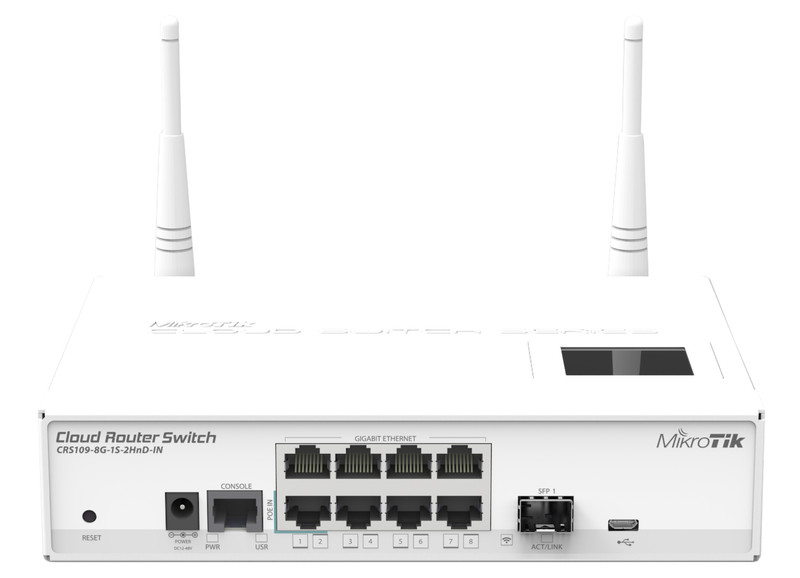 Mikrotik CRS109-8G-1S-2HnD-IN L3 Gigabit Ethernet (10/100/1000) Power over Ethernet (PoE) Белый