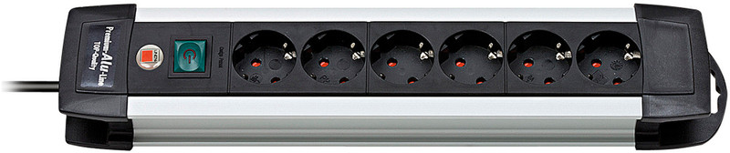 Lindy Premium Line 6AC outlet(s) 3m Schwarz, Silber Spannungsschutz