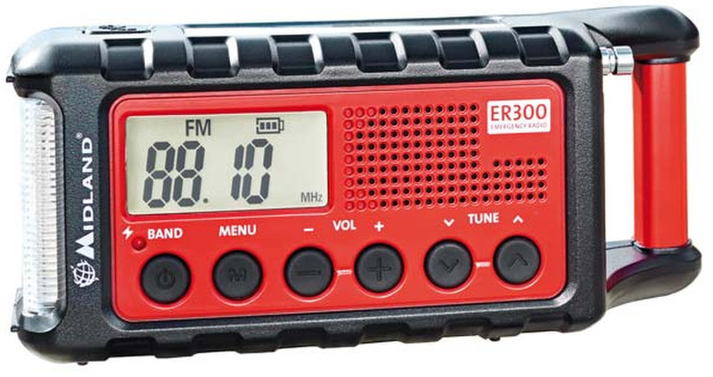 Midland ER300 Tragbar Analog Schwarz, Rot Radio