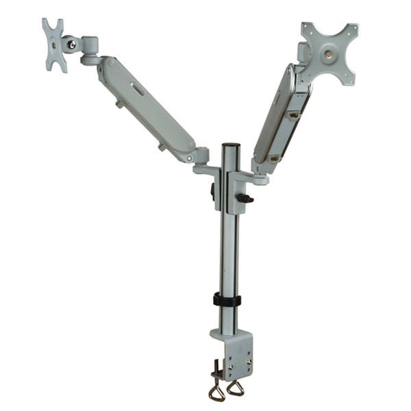 Value Dual LCD Monitor Arm, Desk Clamp, 4 Joints, height adjustable separately, gas spring