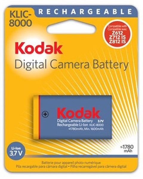 Kodak Li-Ion Rechargeable Digital Camera Battery KLIC-8000 Литий-ионная (Li-Ion) 1780мА·ч 3.7В аккумуляторная батарея