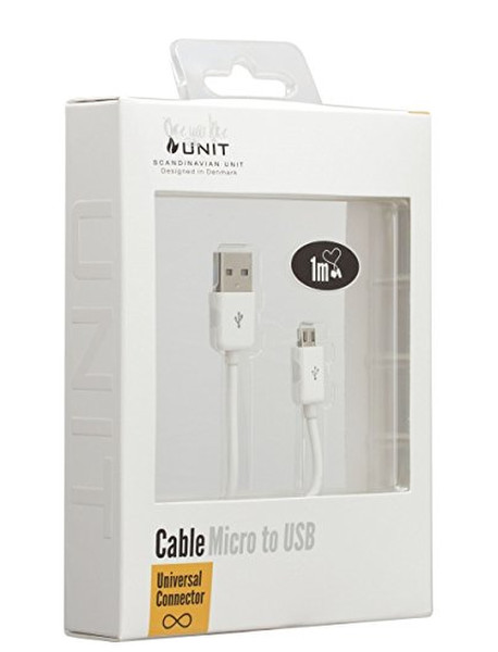 Unit USB/micro USB, 1 m 1м USB A Micro-USB A Белый кабель USB