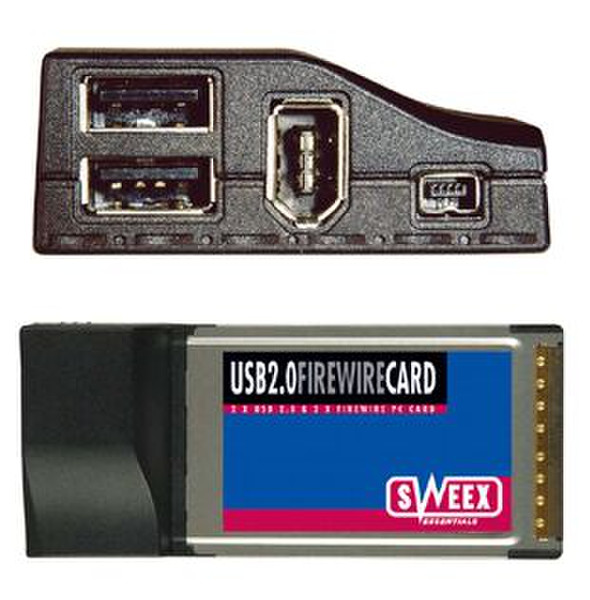 Sweex 2 Port USB 2.0 & 2 Port FireWire PC Card интерфейсная карта/адаптер