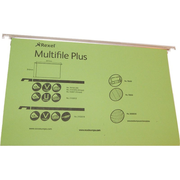 Kensington Multifile Plus Foolscap Suspension File & Links 15mm Green