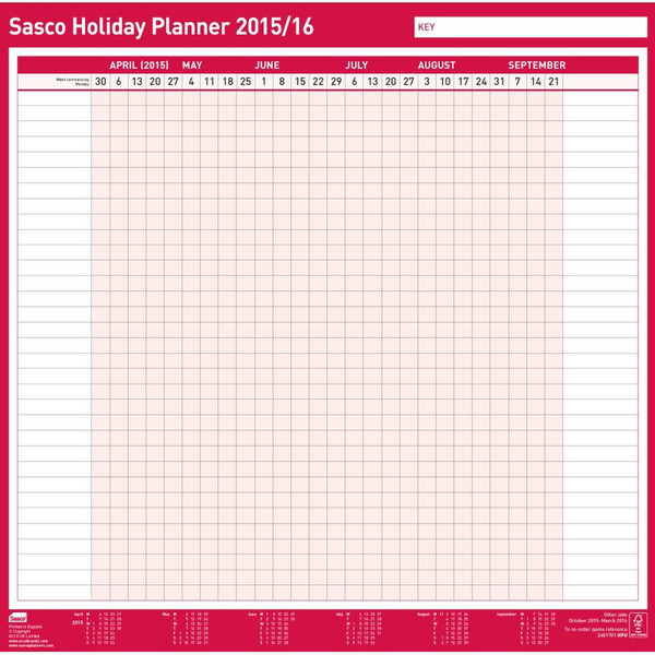 Kensington Sasco Unmounted Holiday Planner 2015