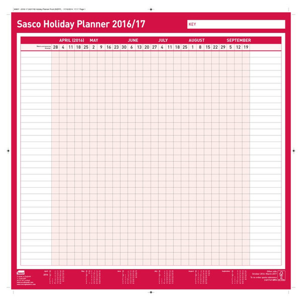 Kensington Sasco Unmounted Holiday Planner 2016