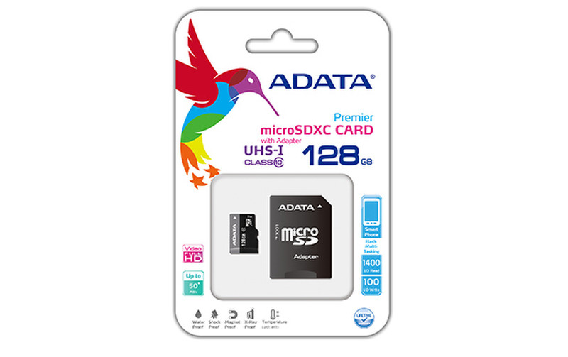 ADATA 128GB microSDXC + adapter 128GB MicroSDXC UHS-I Class 10 memory card