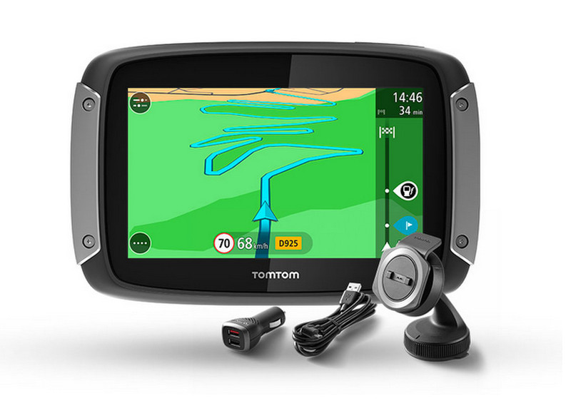 TomTom Rider 40 Fixed 4.3Zoll Touchscreen 280g Schwarz, Silber Navigationssystem