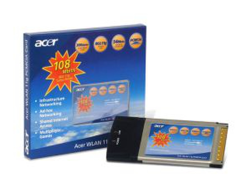 Acer WLAN PCMCIA card IEEE 802.11g Wi-Fi certification up to 54Mbps 2.4 GHz 54Mbit/s networking card