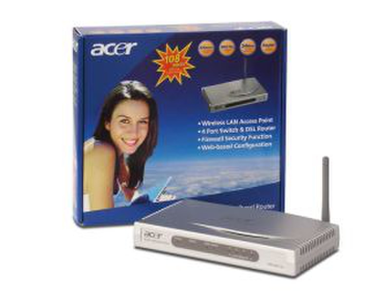 Acer DSL Router Built-in Access Point (IEEE 802.11g 54Mbit/s up to 50m wireless router