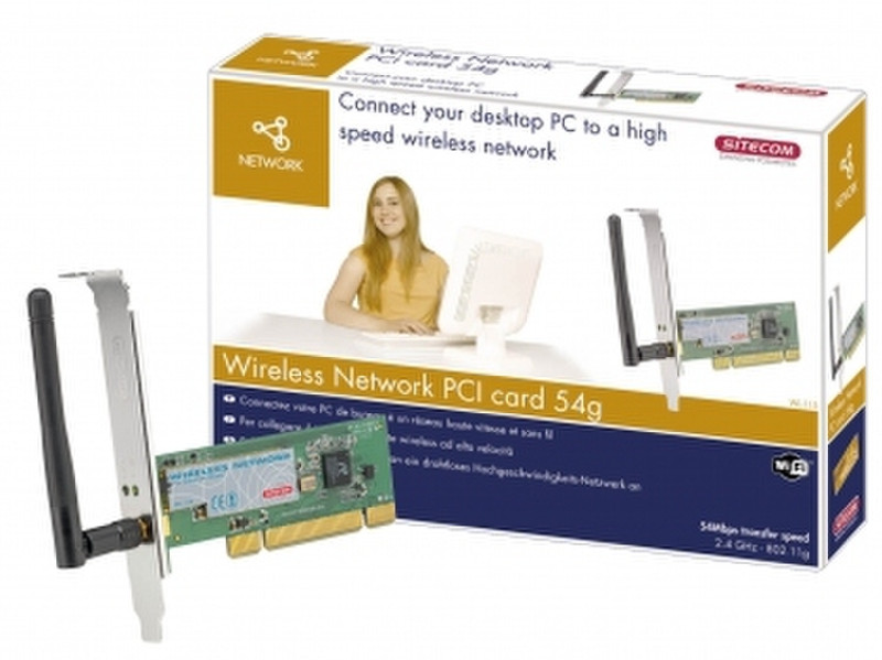 Sitecom Wireless Network PCI Card 54g Внутренний 54Мбит/с сетевая карта