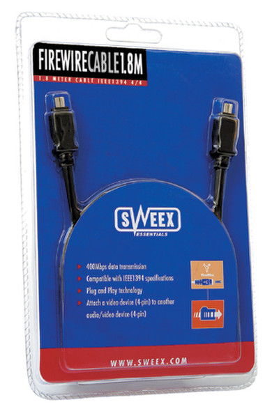 Sweex Firewire Cable 4P/4P 4.5M 4.5м Черный FireWire кабель