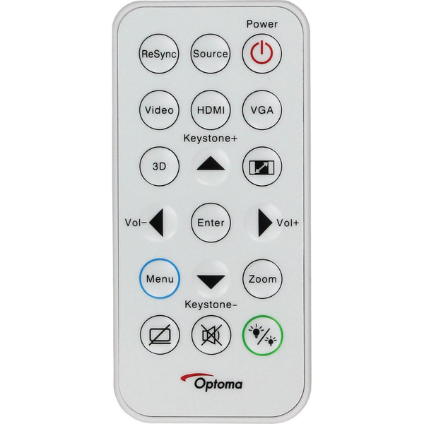 Optoma SP.8VH02GC01 Нажимные кнопки Белый пульт дистанционного управления