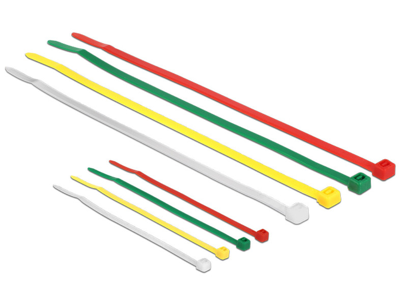DeLOCK 18628 Нейлон Зеленый, Красный, Прозрачный, Желтый 200шт стяжка для кабелей