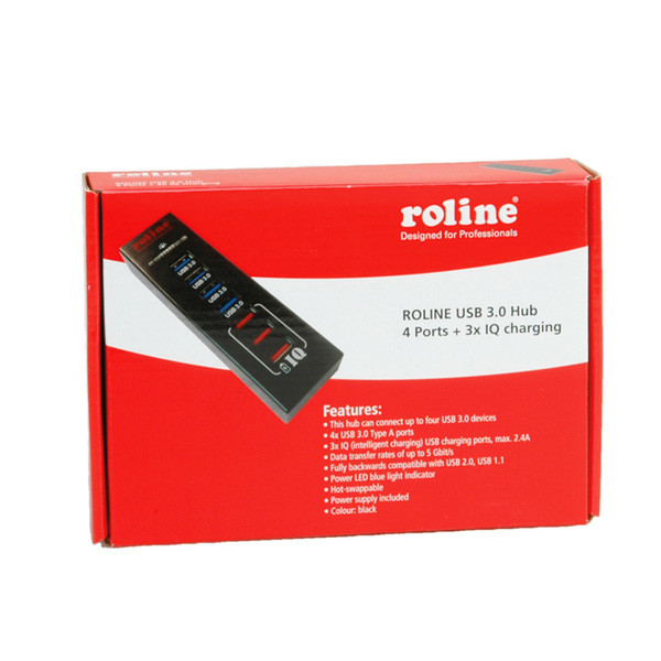 ROLINE USB 3.0 Notebook Hub 4fach + 3x Ladeports