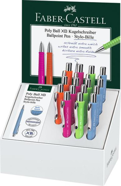 Faber-Castell Polly Ball XB Clip-on retractable ballpoint pen Extra Bold Blue 15pc(s)