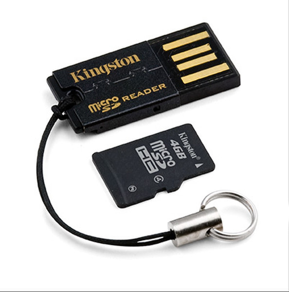 Kingston Technology MicroSD Reader + 4GB microSDHC Black card reader