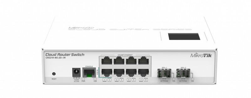 Mikrotik CRS210-8G-2S+IN L3 Gigabit Ethernet (10/100/1000) Power over Ethernet (PoE) Белый сетевой коммутатор