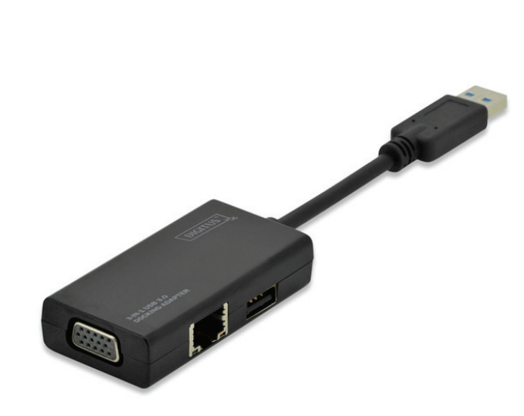 Digitus USB 3.0 3 IN 1 COMBO ADAPTER USB 3.0 VGA/LAN Черный