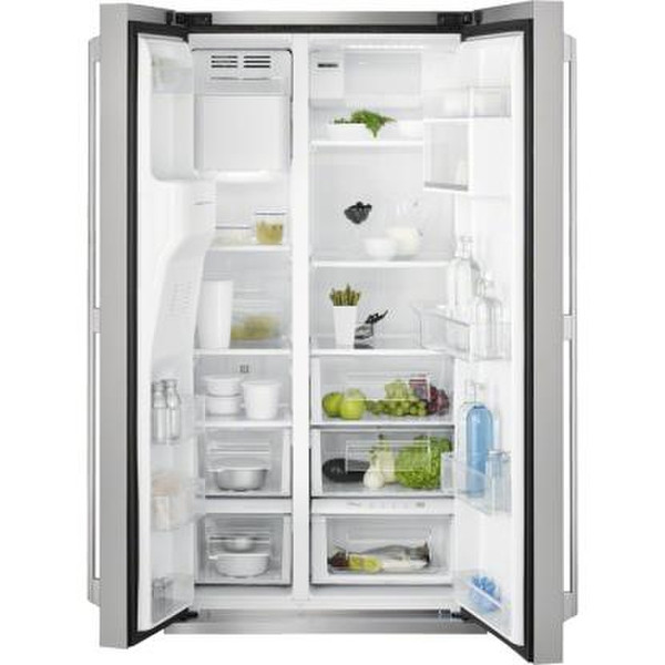 Electrolux EAL6147WOX freestanding 538L A+ Chrome side-by-side refrigerator