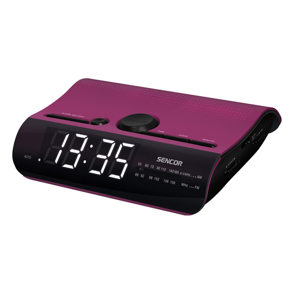 Sencor SRC 140 P Часы Аналоговый Черный, Пурпурный радиоприемник
