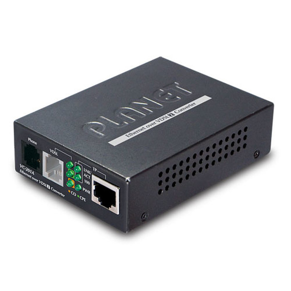 Planet VC-201A 100Mbit/s Black network media converter