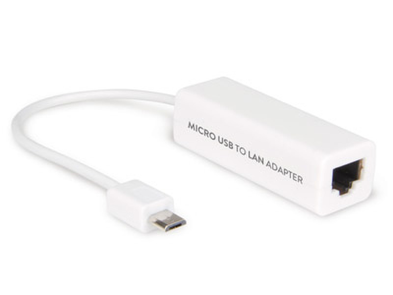Hamlet ADAPTER MICRO USB-LAN 10/100 Micro-USB B RJ-45 Белый