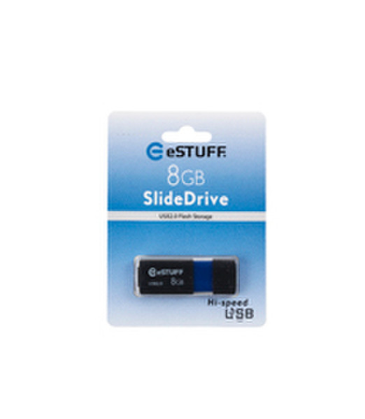 eSTUFF 8GB USB 2.0 8GB USB 2.0 Schwarz, Blau USB-Stick