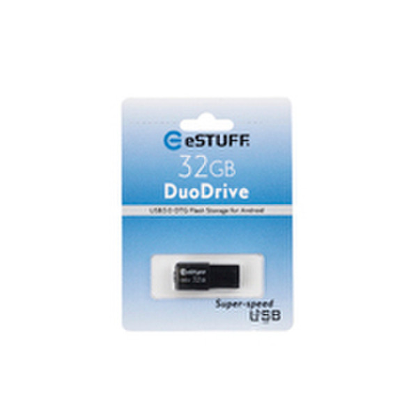 eSTUFF 32GB USB 3.0 32ГБ USB 3.0/Micro-USB Черный USB флеш накопитель