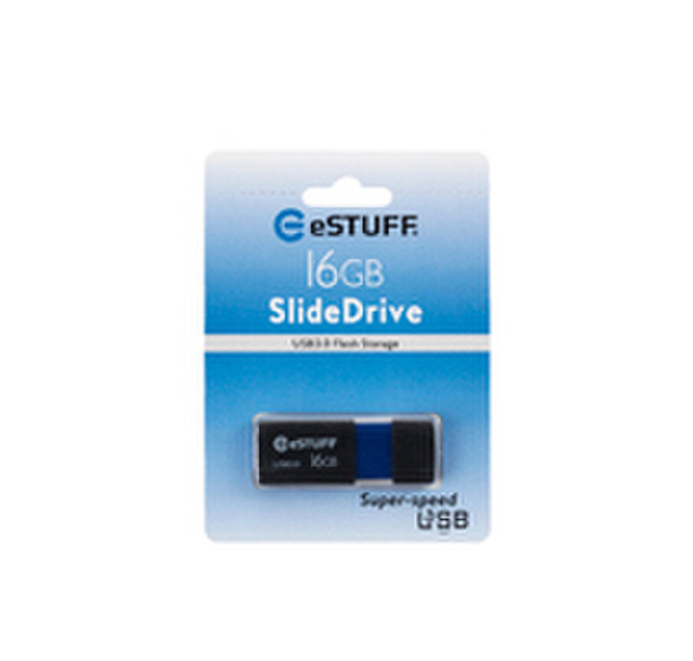 eSTUFF 16GB USB 3.0 16ГБ USB 3.0 Черный, Синий USB флеш накопитель