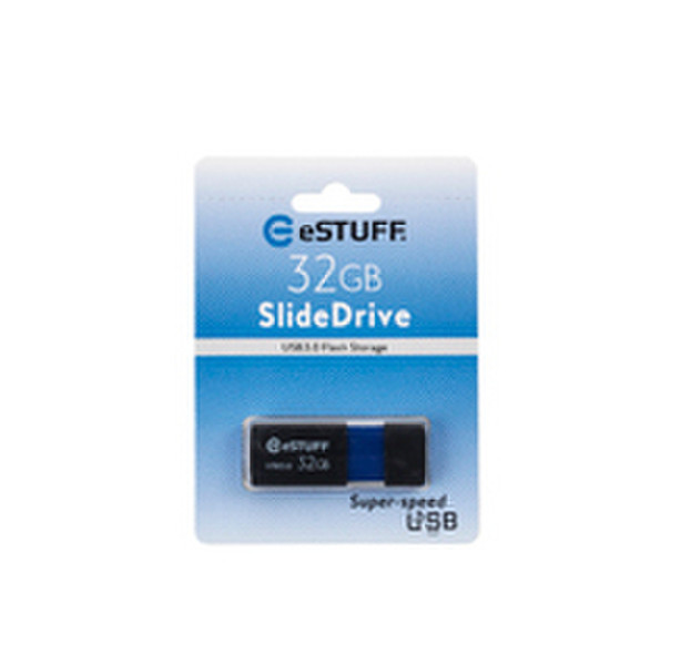 eSTUFF 32GB USB 3.0 32GB USB 3.0 Schwarz, Blau USB-Stick