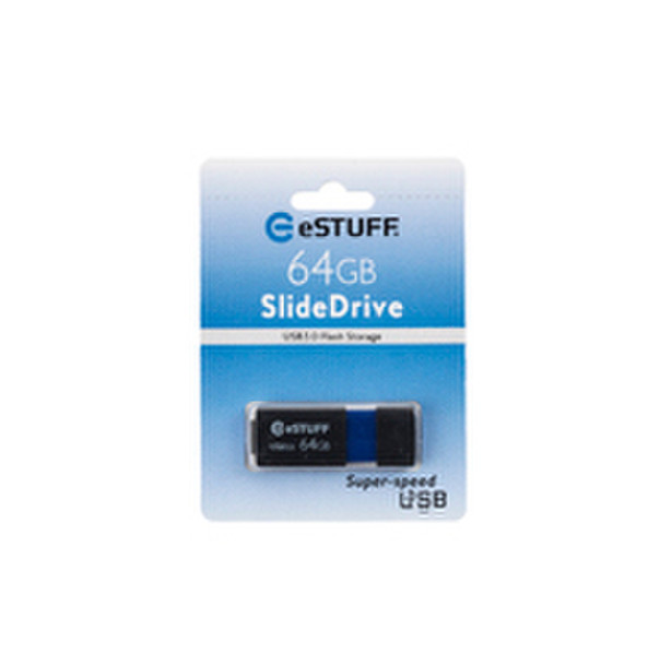 eSTUFF 64GB USB 3.0 64GB USB 3.0 Black,Blue USB flash drive
