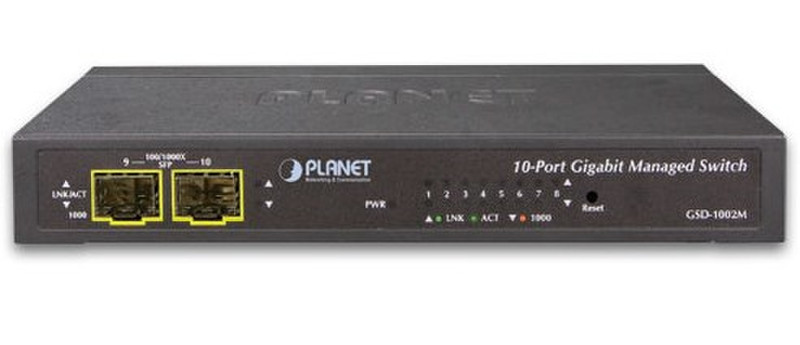 Planet GSD-1002M Управляемый L2+ Gigabit Ethernet (10/100/1000) 1U Черный сетевой коммутатор