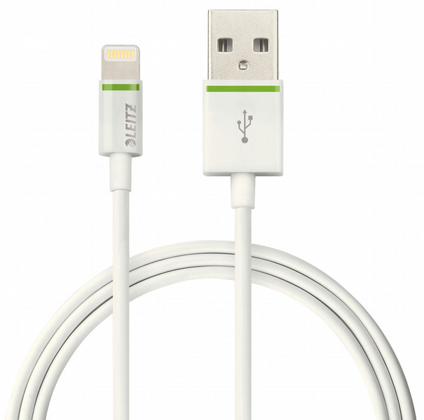 Leitz 62090001 0.3м USB A Lightning Зеленый, Белый кабель USB