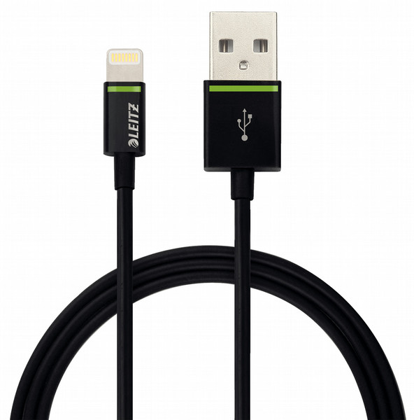 Leitz 62090095 0.3м USB A Lightning Черный, Зеленый кабель USB