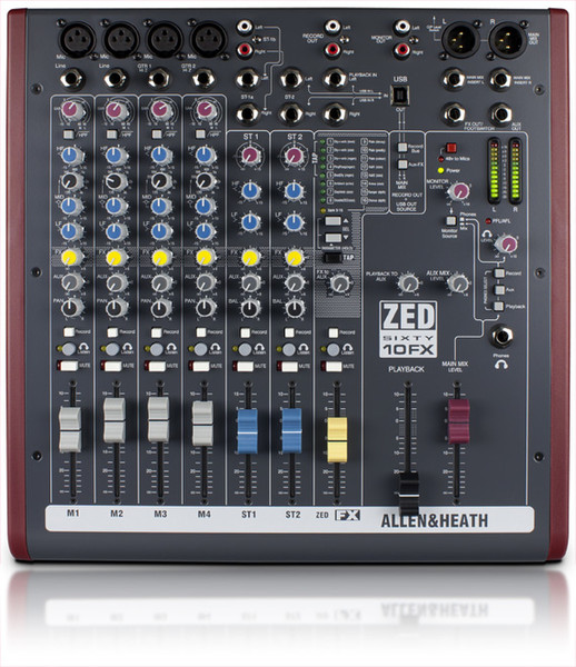 Allen & Heath ZED60-10FX 6Kanäle Schwarz, Rot Audio-Mixer