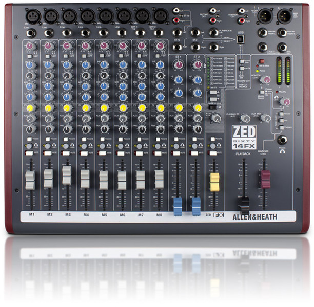 Allen & Heath ZED60-14FX 8channels Black,Red audio mixer