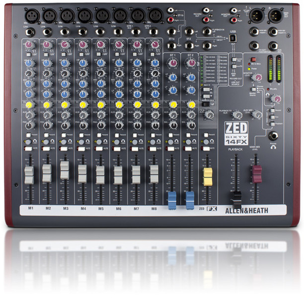 Allen & Heath ZED60-14FX 8Kanäle Schwarz, Rot Audio-Mixer