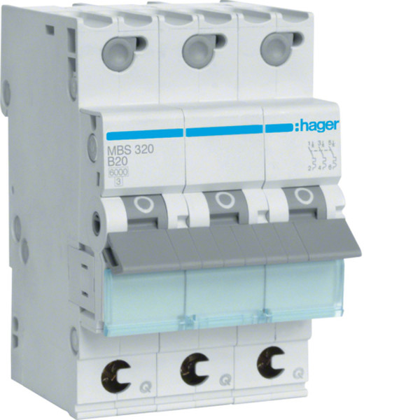 Hager MBS320 B-type 2P 3module(s) circuit breaker