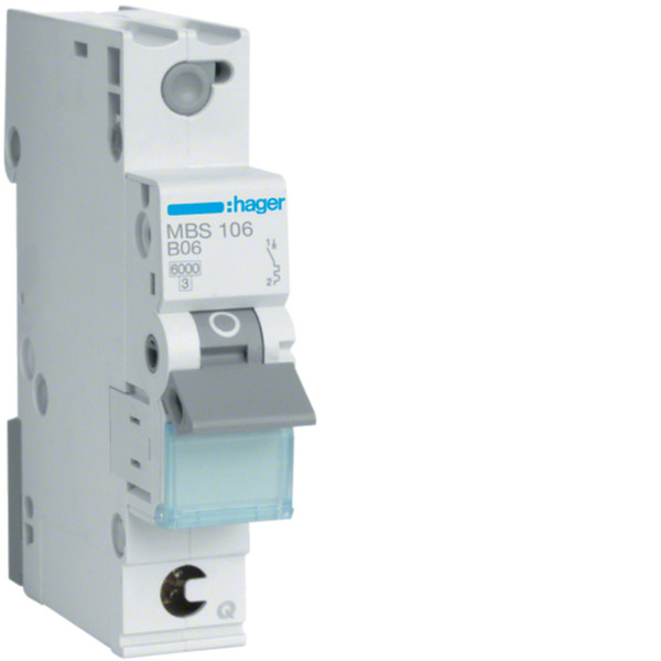 Hager MBS106 B-type 1P 1module(s) circuit breaker