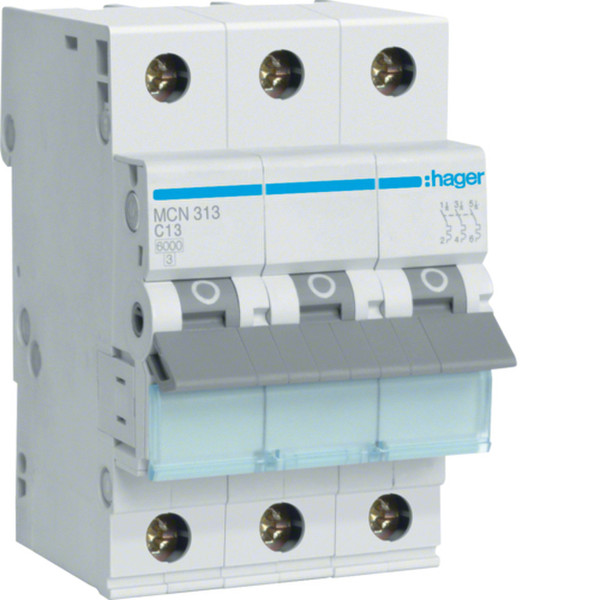 Hager MCN313 C-type 3P 3module(s) circuit breaker