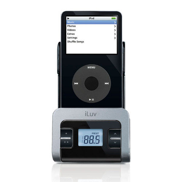 jWIN i707 FM transmitter with integrated car adapter for your iPod