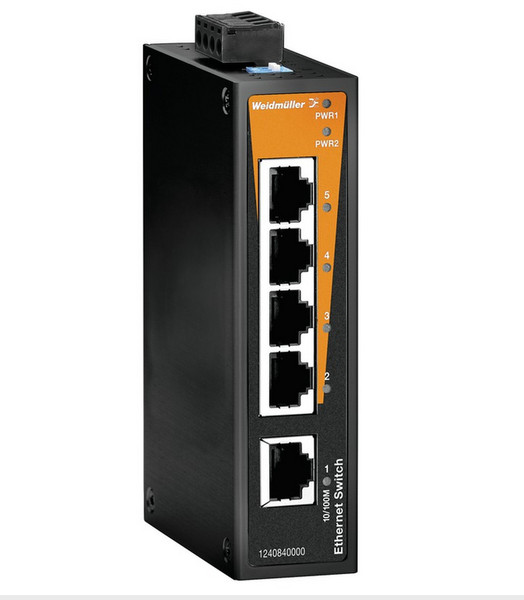 Weidmüller IE-SW-BL05-5TX Неуправляемый Fast Ethernet (10/100) Черный