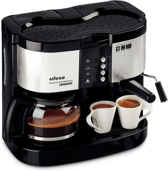 Ufesa CK7360 Dueto Espresso Combi coffee maker 2L 12cups Black