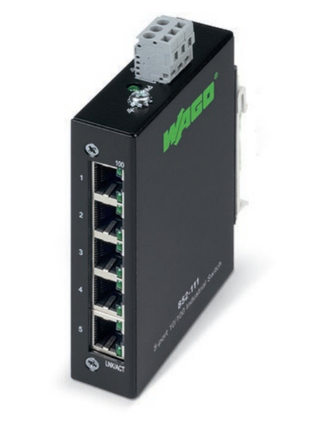 Wago 852-111 Fast Ethernet (10/100) Черный сетевой коммутатор