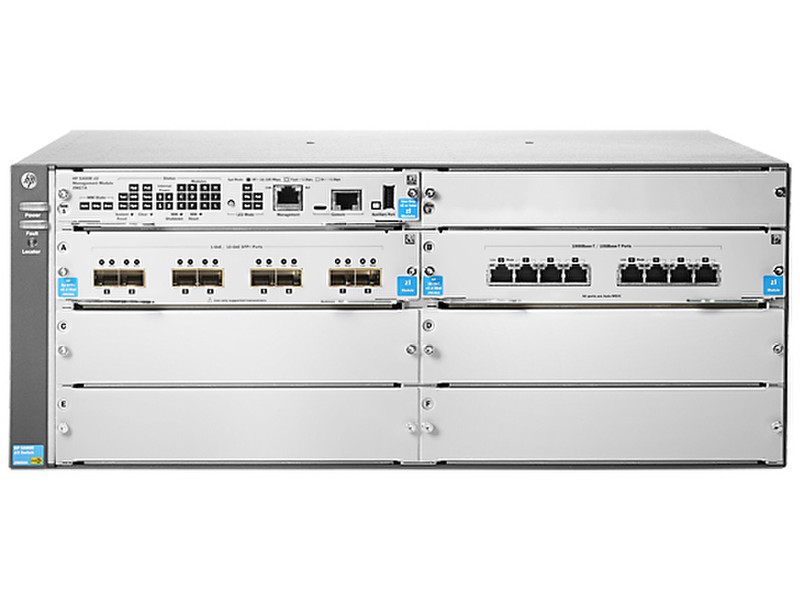 HP 5406R-8XGT/8SFP+ (No PSU) v2 zl2 Управляемый L3 10G Ethernet (100/1000/10000) Power over Ethernet (PoE) 4U Серый