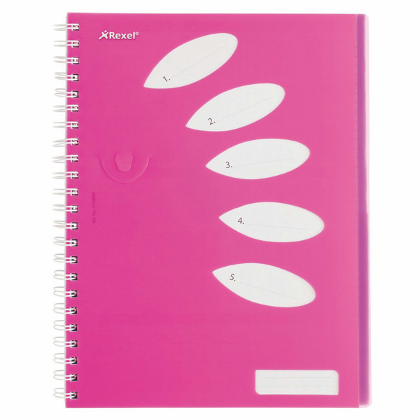 Rexel JOY Notizbuch, 5 Trennblätter, 250 Blatt, A4, Pretty Pink