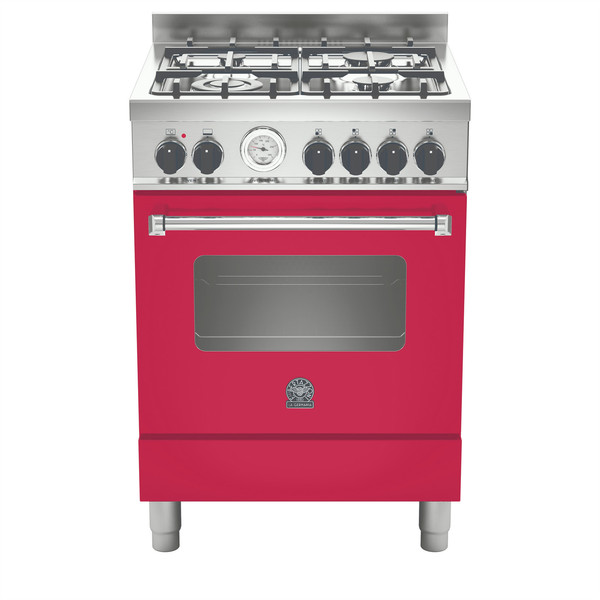 Bertazzoni La Germania AM6 4C 71 B VI Отдельностоящий Gas hob A+ Бордо, Нержавеющая сталь кухонная плита