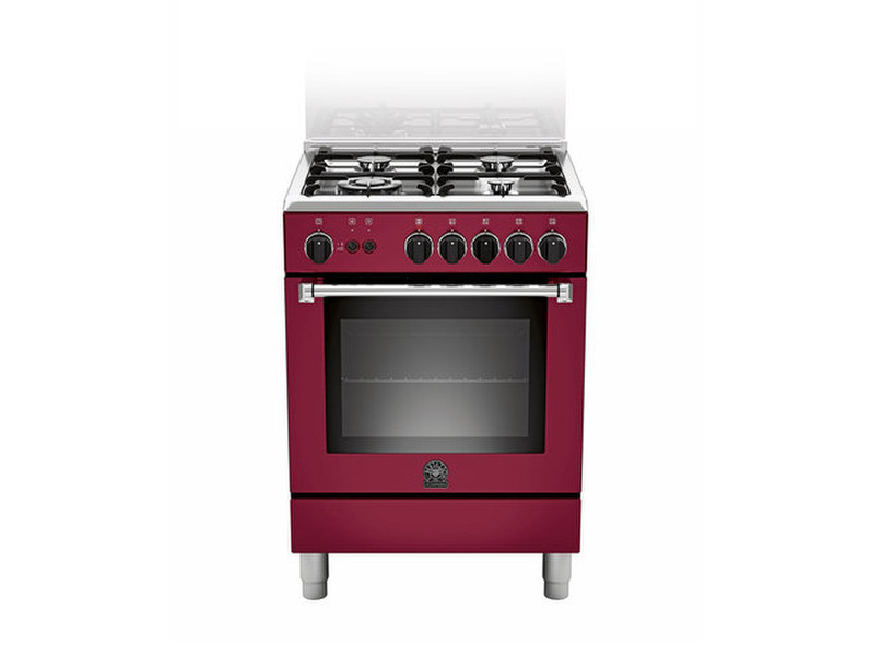 Bertazzoni La Germania AM6 4C 71 C VI Freestanding Gas hob Bordeaux,Stainless steel cooker